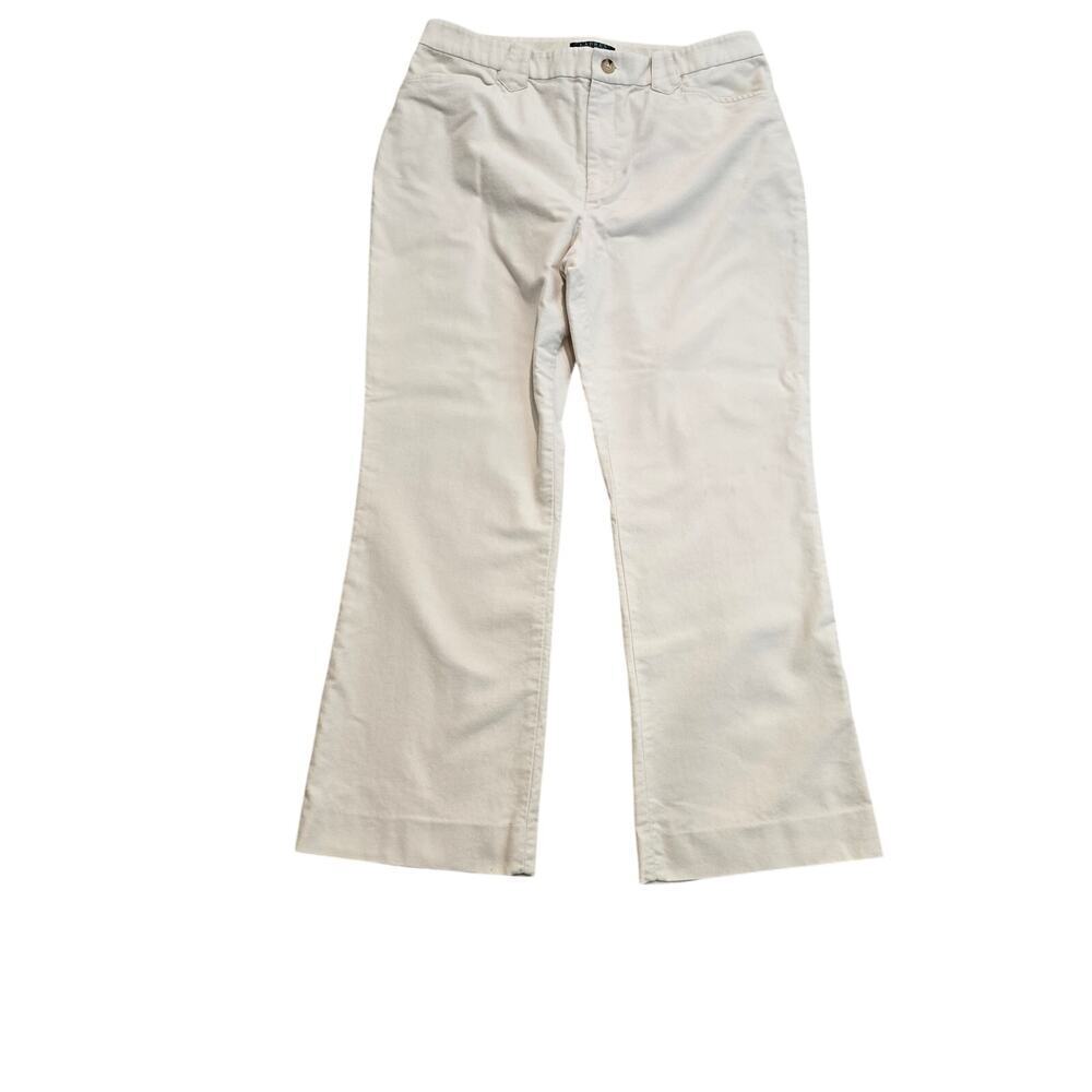 Lauren Ralph Lauren Ivory Bootcut Pants Soft Brushed Cotton Size 12